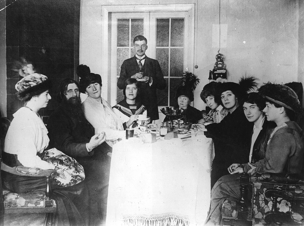 Grigory Rasputin with his followers in St. Petersburg